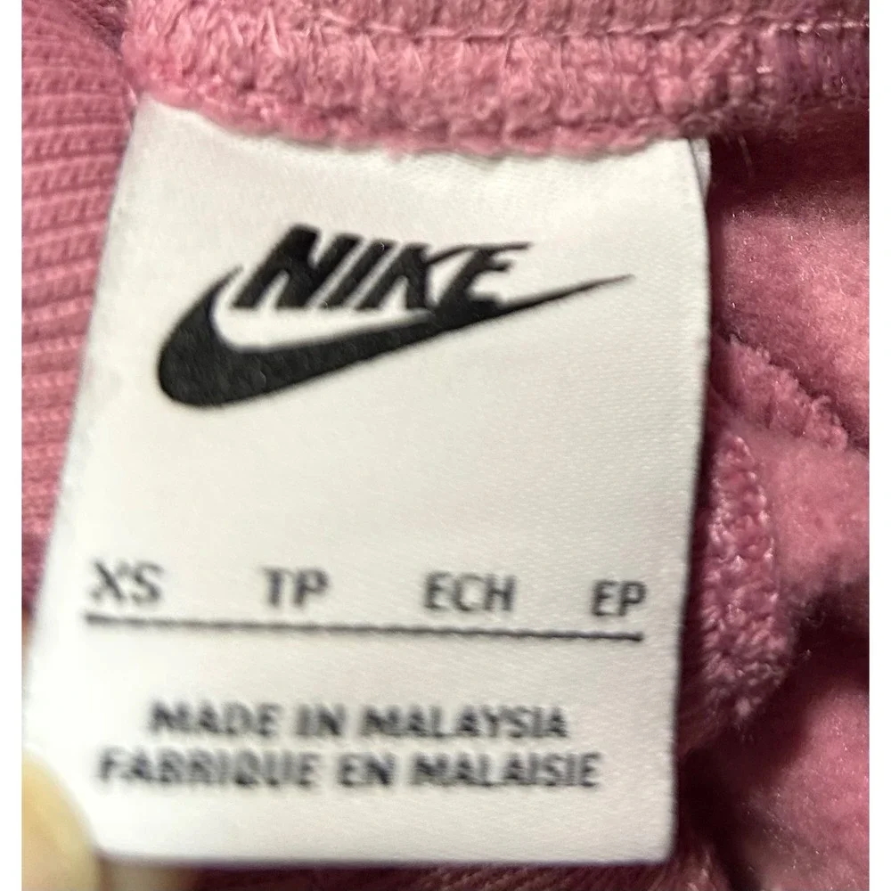 Nike Sweatpants Women XS Pink Wide Leg High Rise Fleece Cut Hem High Waist
